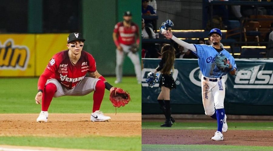 Jugador de Mazatlán, Andrés Álvarez junto a jugador de Yaquis
