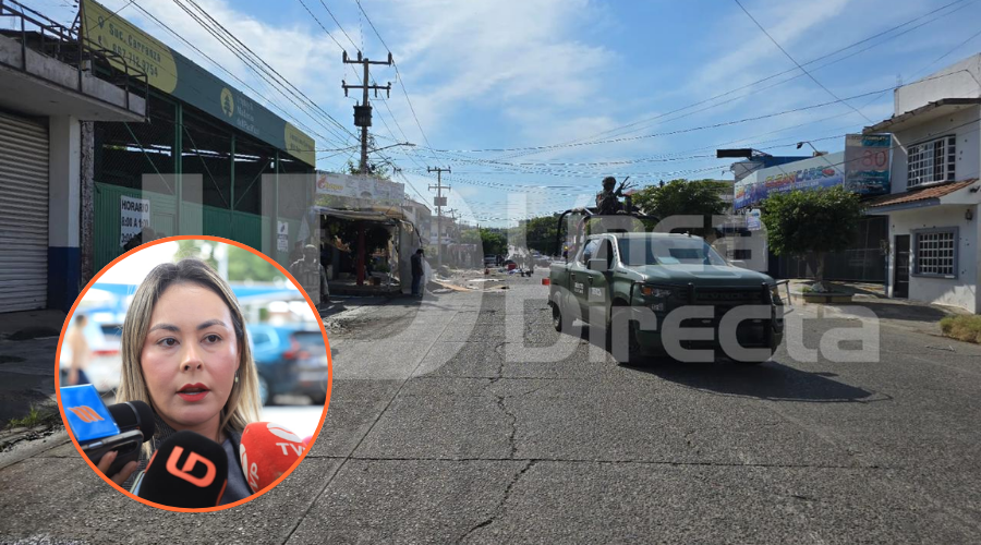 Yeraldine Bonilla en un círculo naranja y de fondo la escena del crimen donde murió 