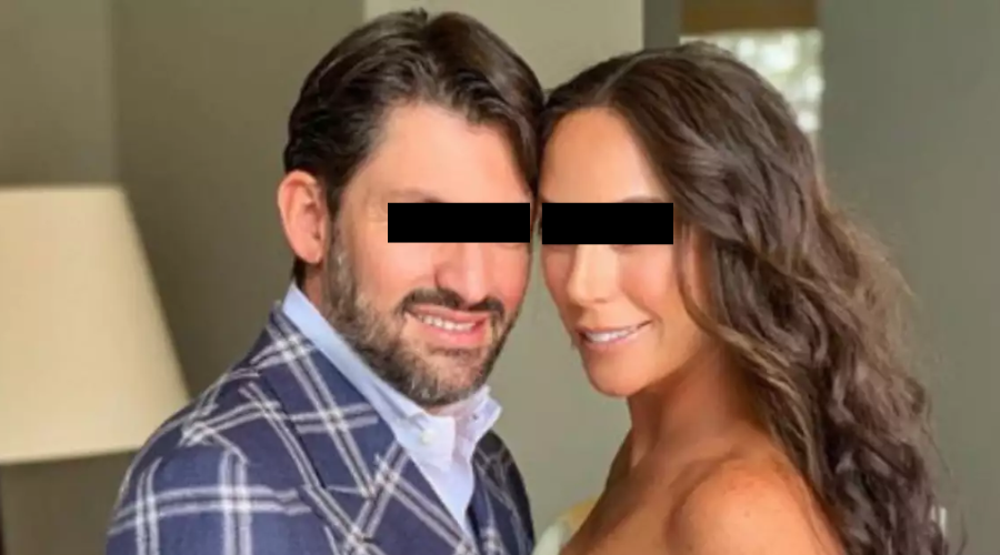 Víctor Álvarez Puga, Inés Gómez Mont con cintillo negro en los ojos