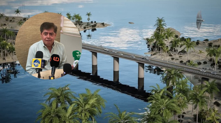 Reginel Gaxiola Armenta, presidente del Consejo para el Desarrollo Económico de Sinaloa en el puente de Bellavista Guasave