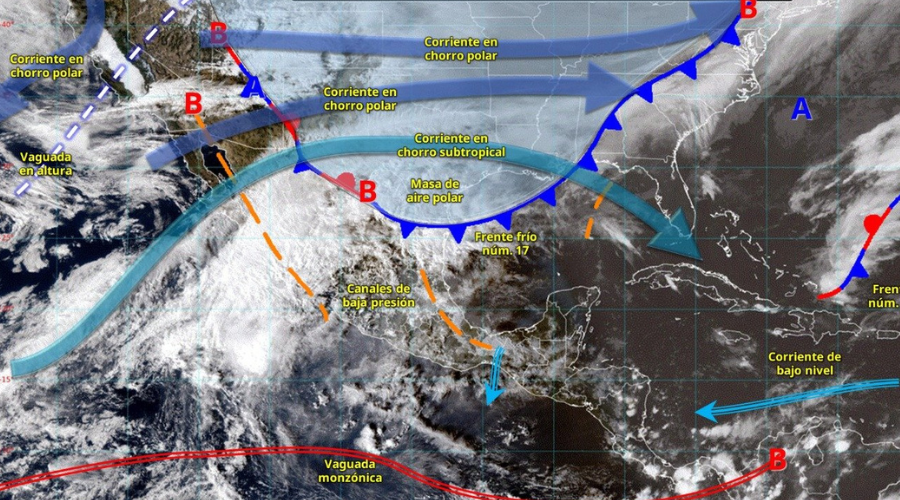 Sistemas meteorológicos activos actualmente sobre el territorio nacional.