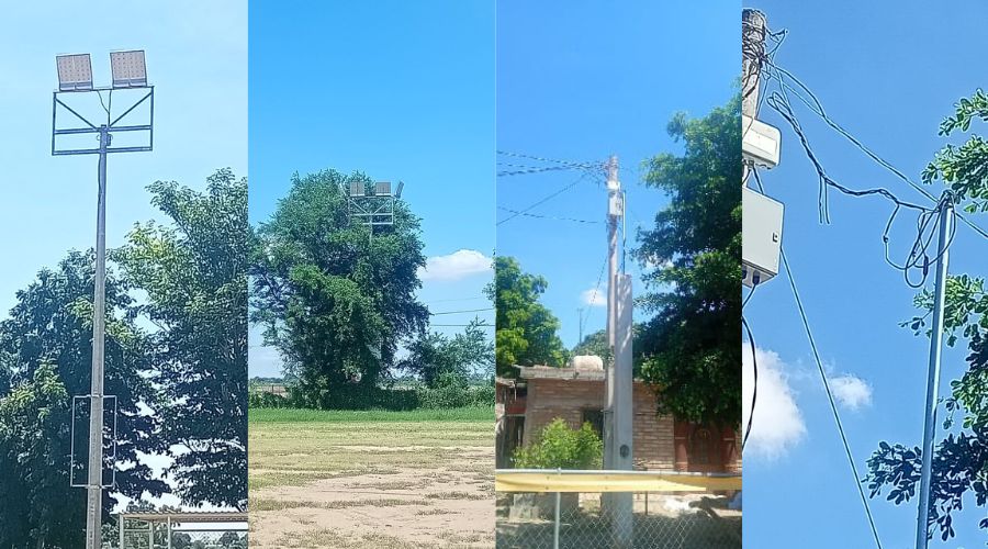 Alumbrado público en estadio de Carboneras, Guasave
