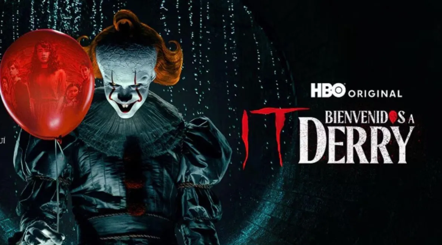 Payaso It con un globo rojo con el logo de HBO Max