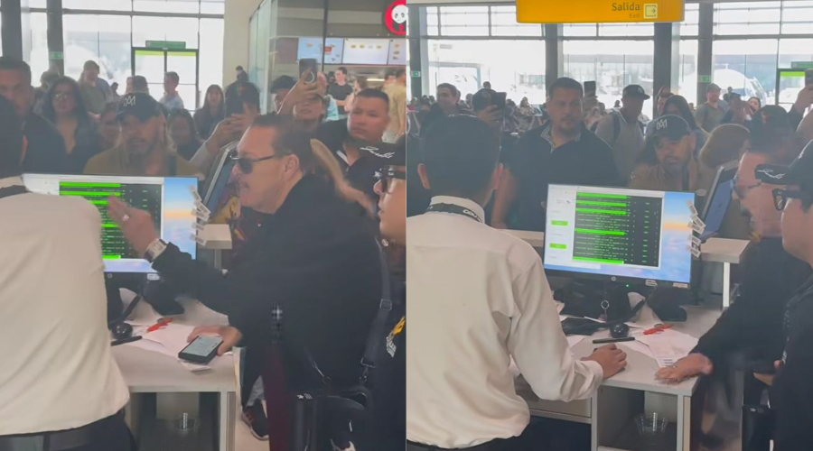 Julio Preciado discute con empleados de aerolínea en el Aeropuerto Internacional de Tijuana