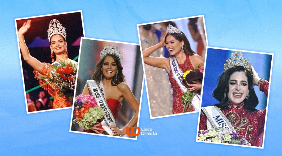 Mexicanas ganadoras de Miss Universo con vestido rojo.