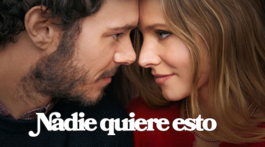 los actores de la serie Kristen Bell y Adam Brody viéndose a la cara