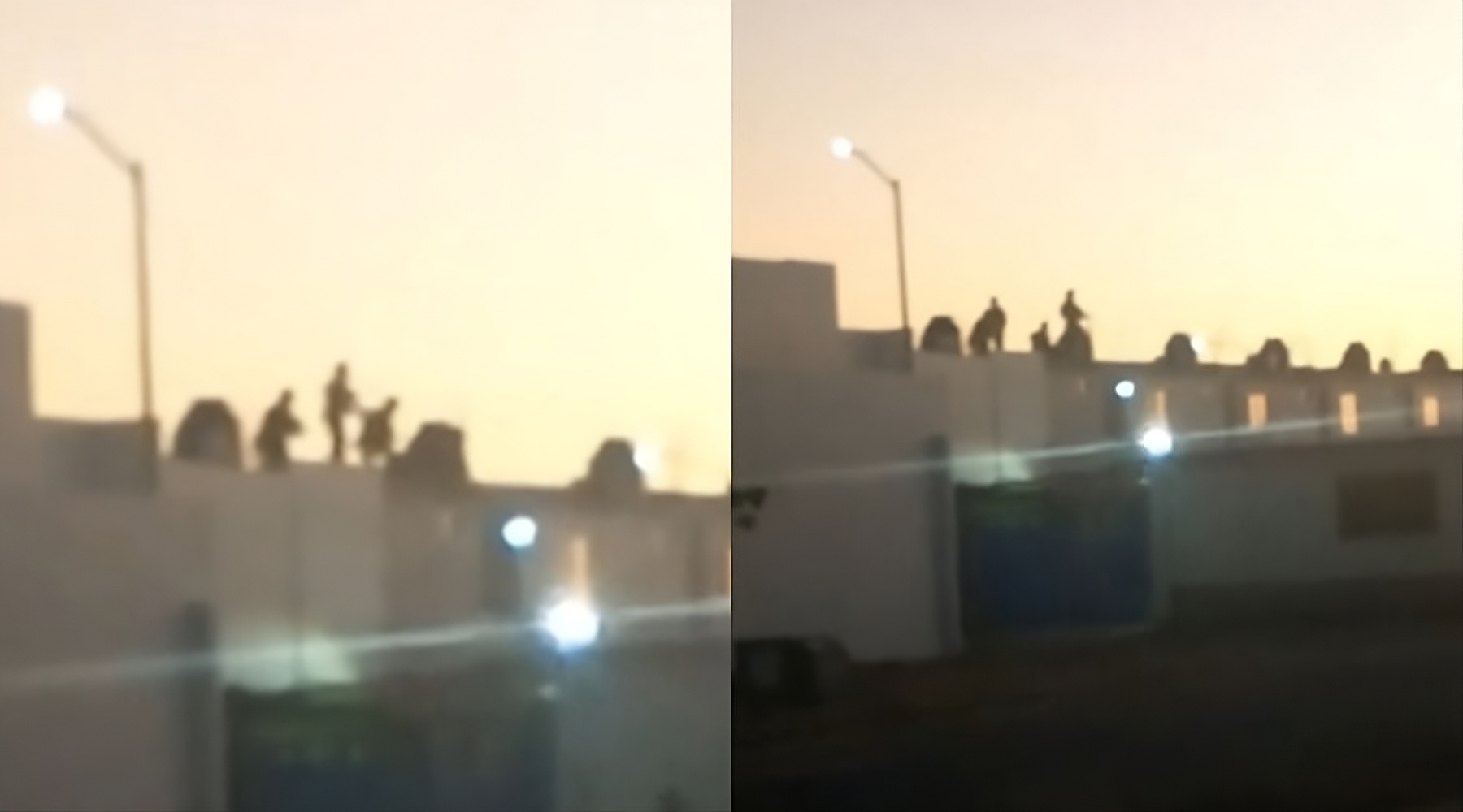 Elementos policiacos arriba de casas