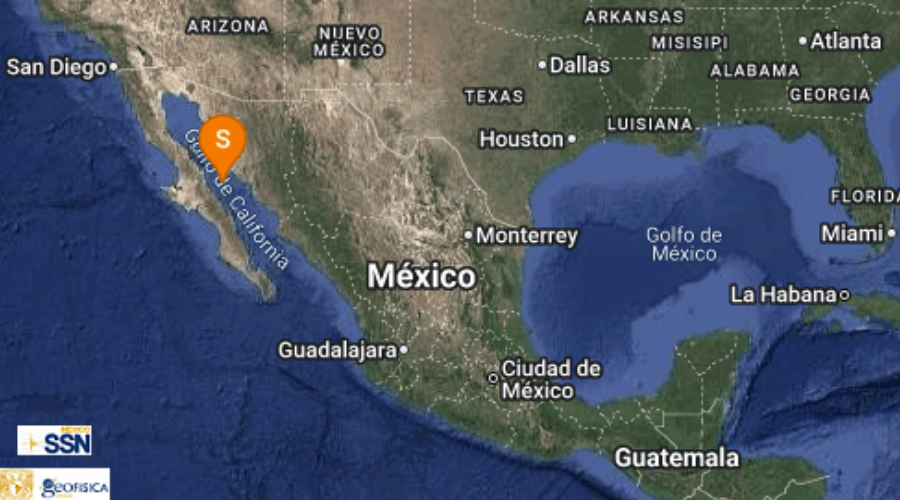 mapa de mexico con reporte de sismo.