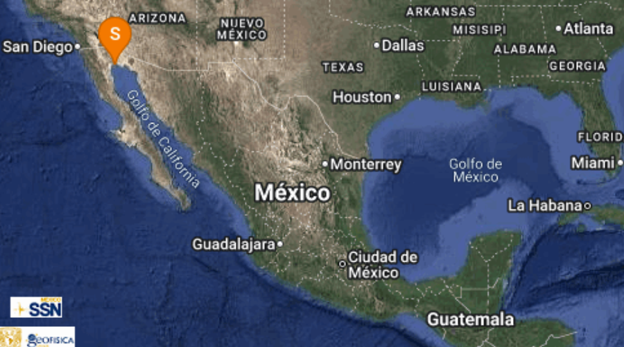 mapa de mexico con reporte de sismo.