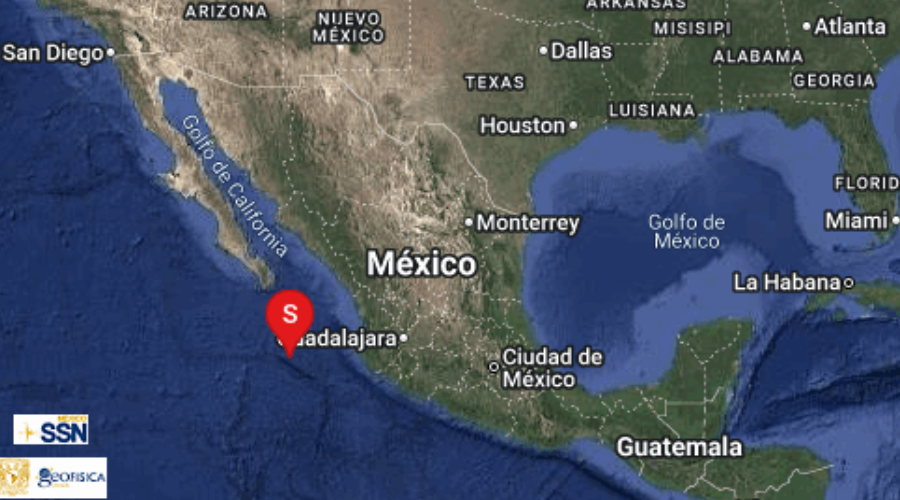 mapa de mexico con reporte de sismo.