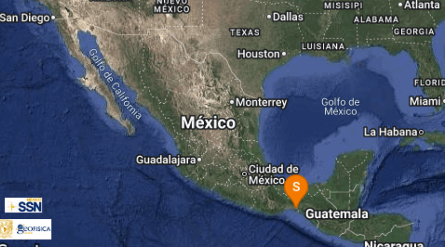 mapa de mexico con reporte de sismo.