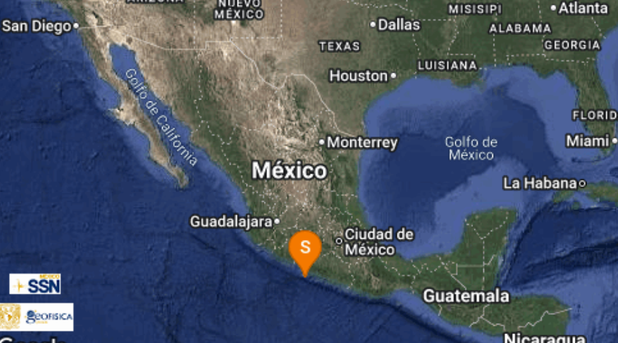 mapa de mexico con reporte de sismo.