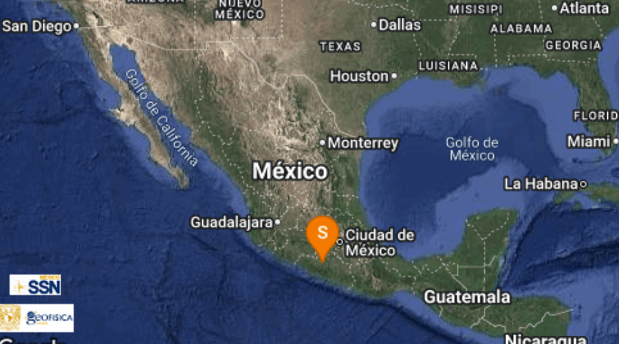 mapa de mexico con reporte de sismo.