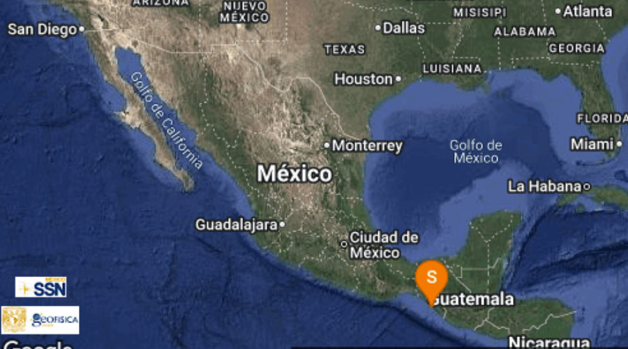 mapa de mexico con reporte de sismo.