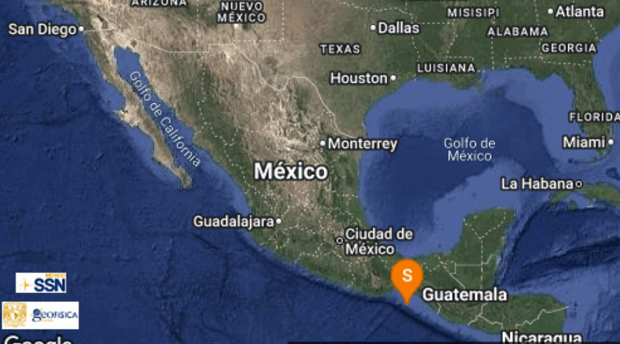 mapa de mexico con reporte de sismo.