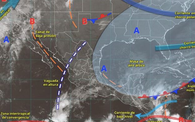 Imagen satelital de los Sistemas meteorológicos activos en México hoy 6 de noviembre del 2025