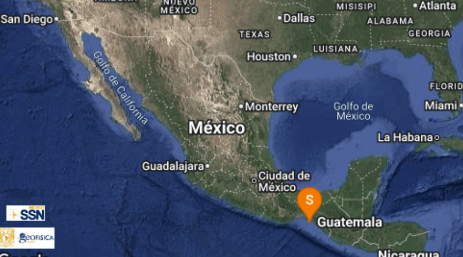 mapa de mexico con reporte de sismo.