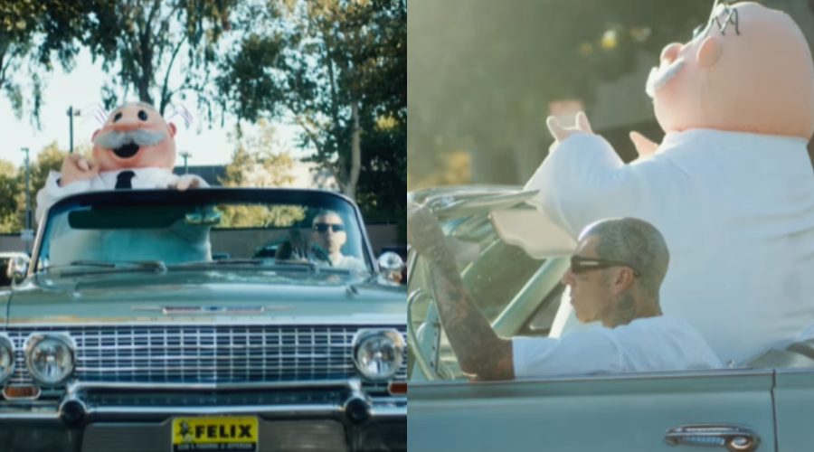 Travis Barker manejando un automovil junto al Dr. Simi.