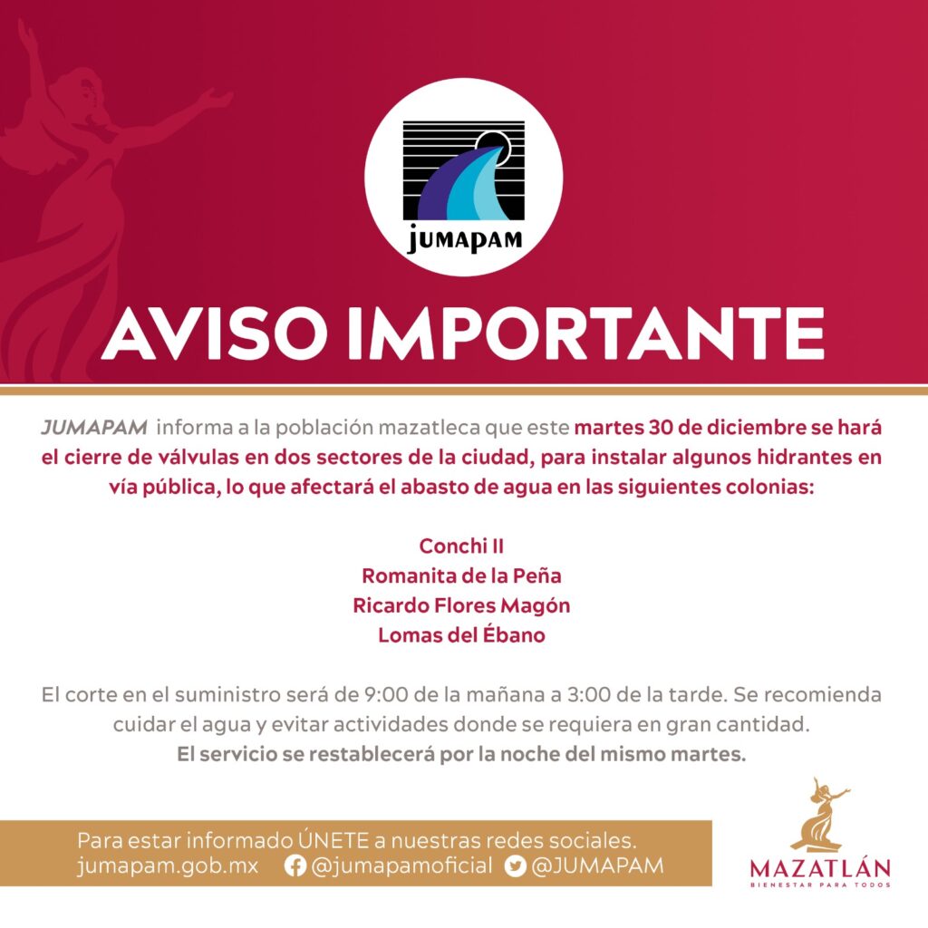¡Bajará el chorro! Anuncia Jumapam disminución de agua potable el próximo martes en cuatro colonias