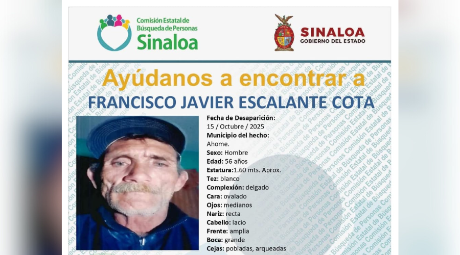 Ficha de búsqueda del señor Francisco Javier Escalante Cota