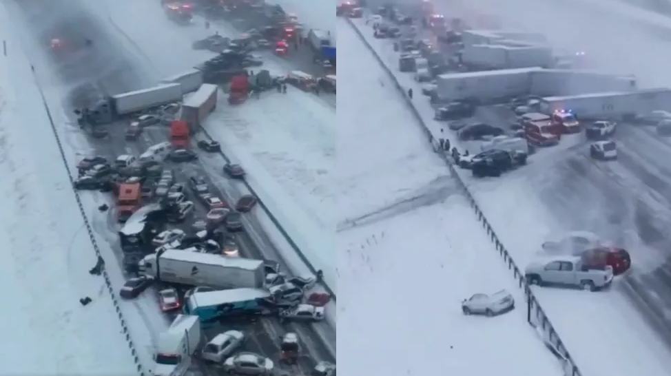 Tormenta de nieve deja 45 vehículos involucrados en un choque en Indiana