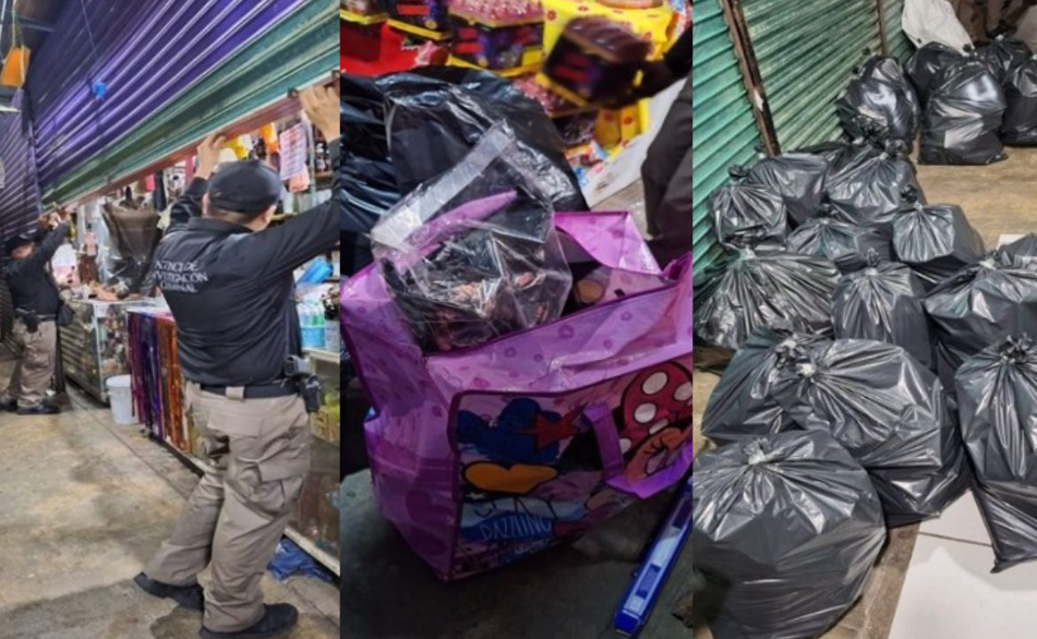 Aseguran casi media tonelada de pirotecnia en el Mercado de los Ancianos, en Tuxtla