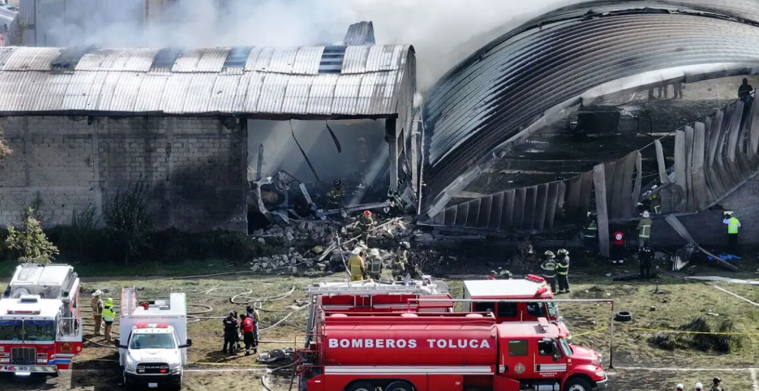 Lugar donde se estrelló jet en Toluca