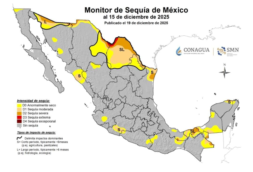 Sinaloa es uno de los 18 estados con sequía durante diciembre; hay seis municipios afectados