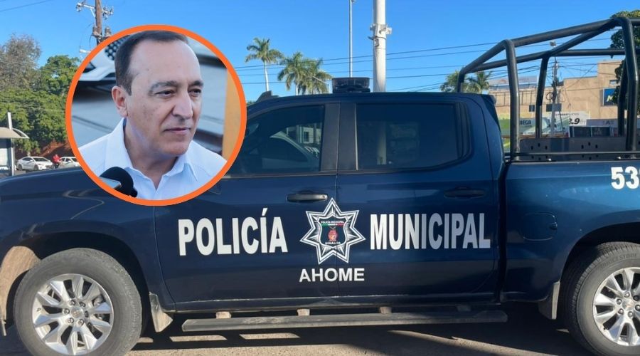 Unidad de la Policía Municipal de Ahome junto a el Alcalde Antonio Melendrez