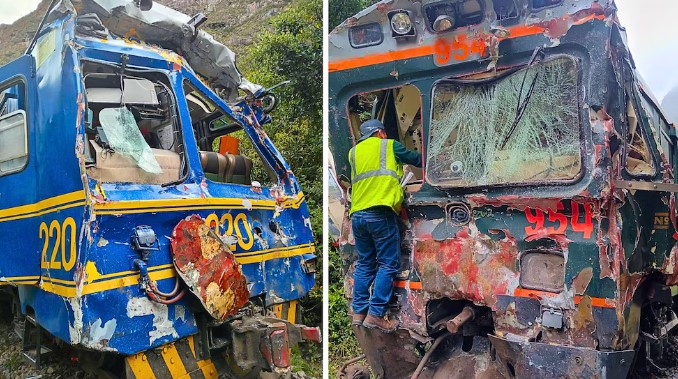 Chocan 2 trenes en la ruta a Machu Picchu y dejan al menos un muerto y 50 heridos