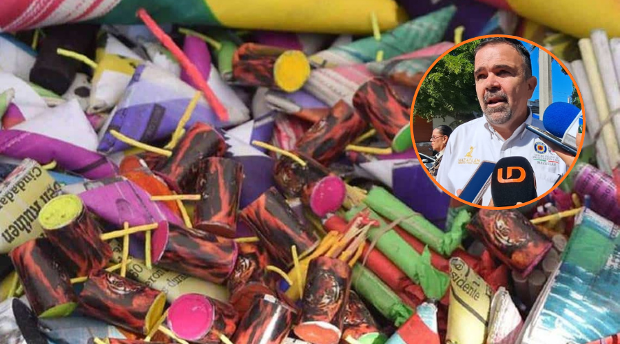 En grande variedad de pirotecnia y en un circulo Óscar Roberto Osuna Tirado, titular del organismo de rescate y auxilio