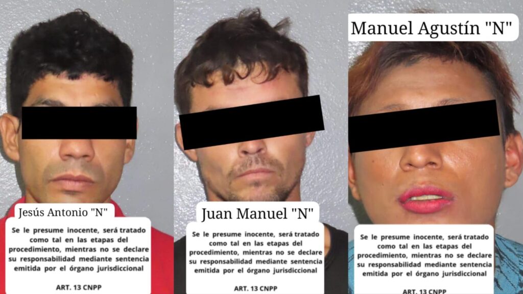 Fotografías de tres hombres con los ojos tapados