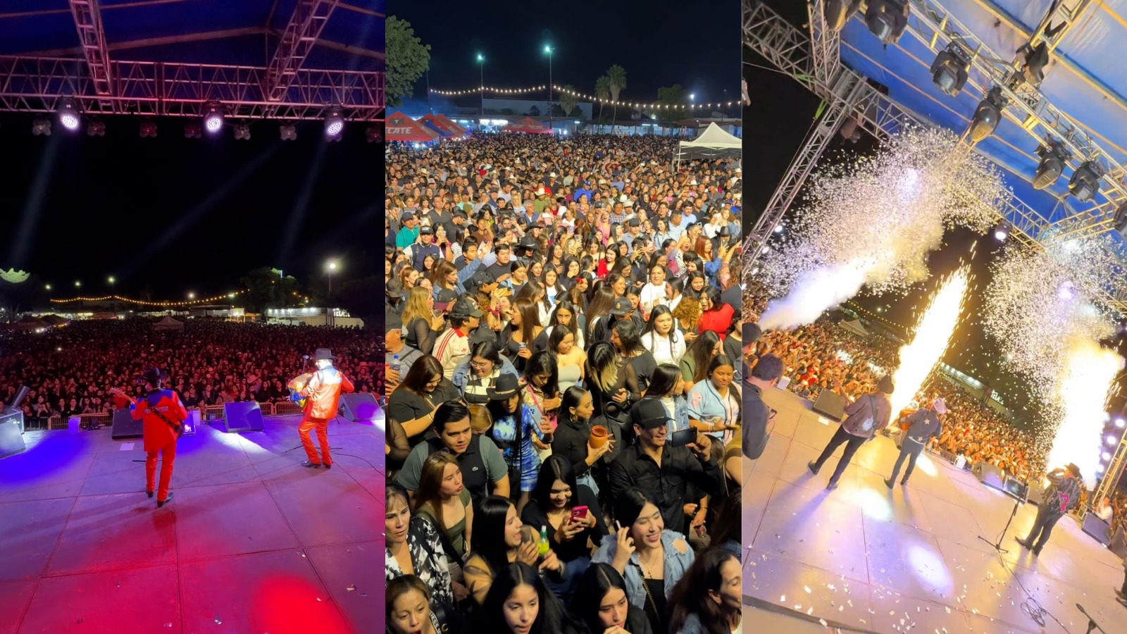 Tres imagenes con escenarios y gente disfrutando los conciertos