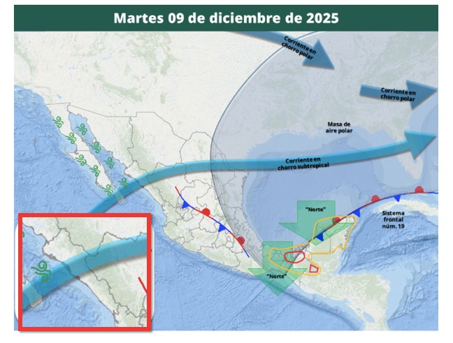 Mapa de México ilustrativo con líneas azules 