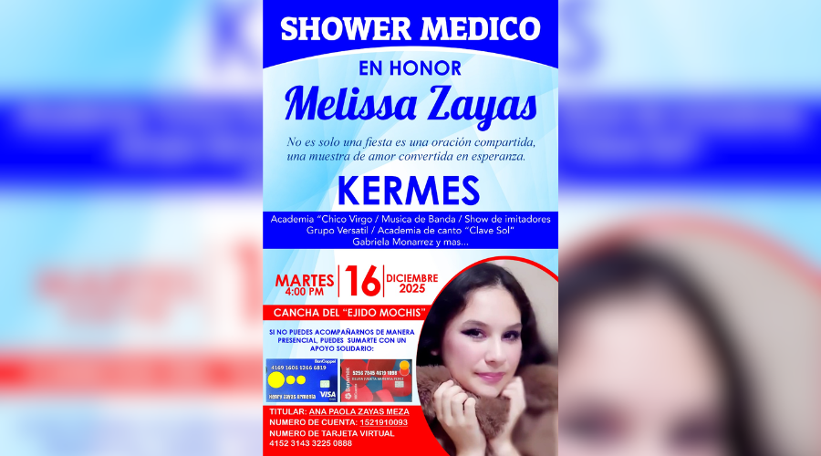 Poster para anunciar la kermés en beneficio de Melissa