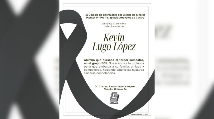 Publicación de parte de Cobaes en honor a uno sus alumnos fallecidos