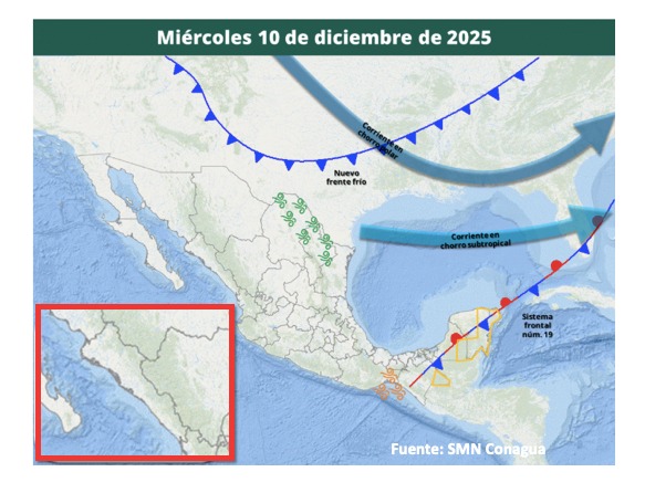 México desde vista satelital con líneas y flechas