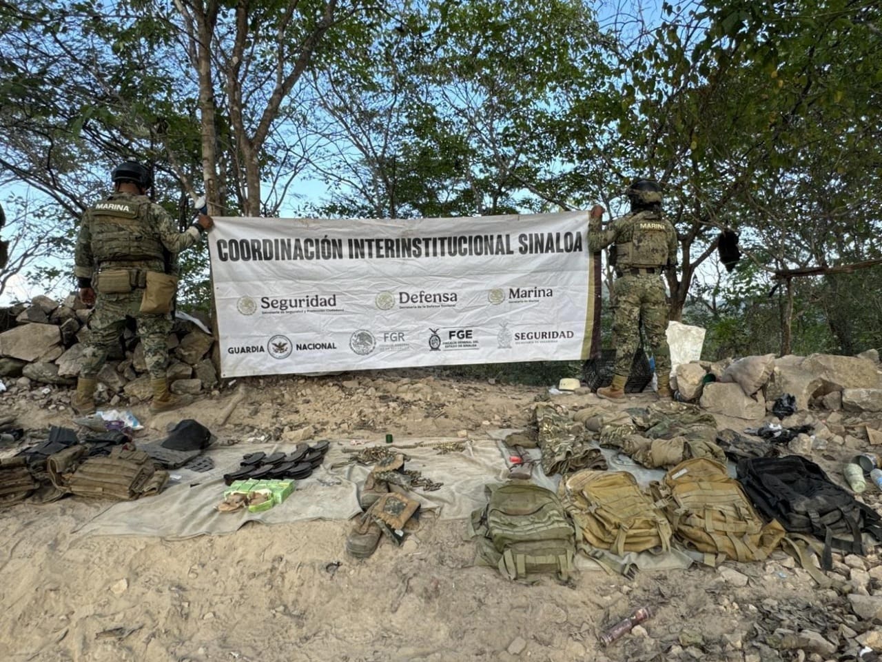 Elementos de Marina aseguran campamento clandestino en San Ignacio