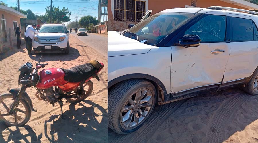 Choque entre motocicleta y camioneta en Escuinapa