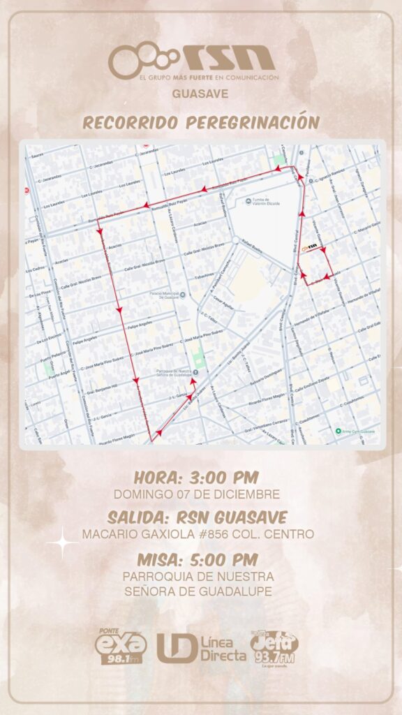 Mapa de la Peregrinación RSN Guasave 2025 