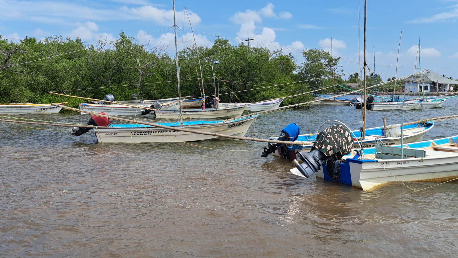Botes de pescadores en el mar