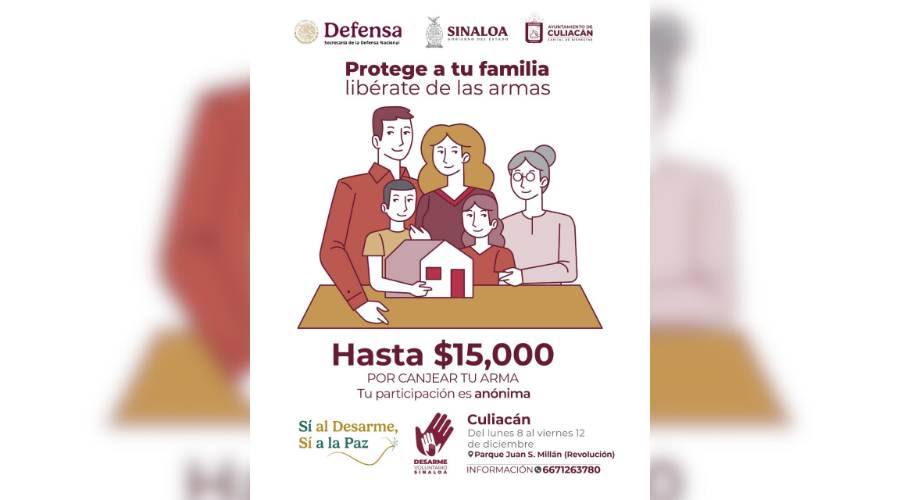 Banner oficial de programa de Desarme Voluntario en Culiacán
