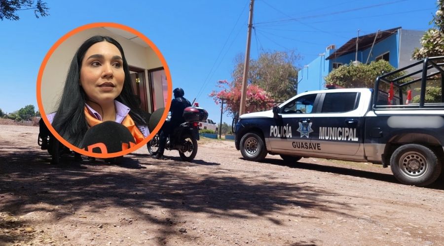 Unidad de la policía Municipal de Guasave y la titular de immujeres Guasave