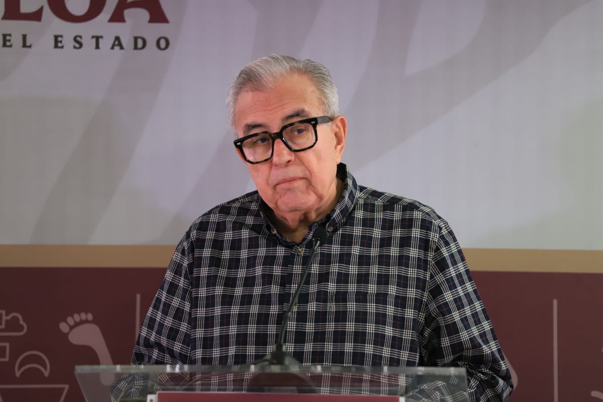 Rubén Rocha Moya durante la semanera del 8 de diciembre del 2025