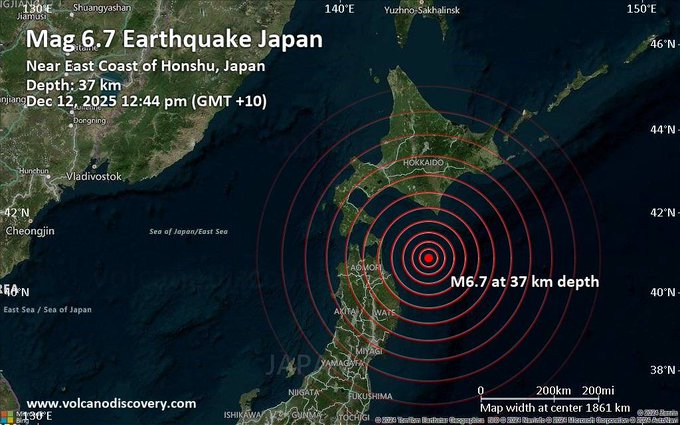 Nuevo terremoto de magnitud 6.7 sacude el norte de Japón; activan alerta de tsunami