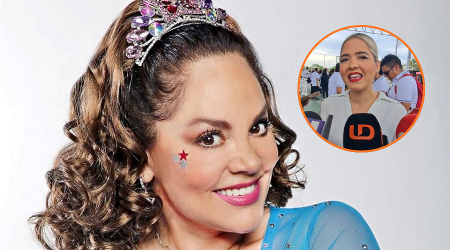 En grande la artista Tatiana sonriendo y en un circulo a la derecha la alcaldesa de Mazatlán Estrella Palacios