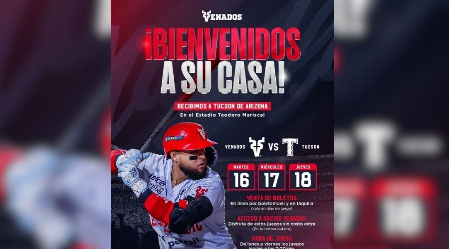Publicidad sobre los juegos entre Tucson y Venados de Mazatlán
