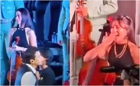 Viralizan gestos de la violinista de Nodal hacia Ángela: 