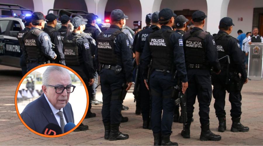 Rubén Rocha Moya (circulo), Policías municipales (fondo)