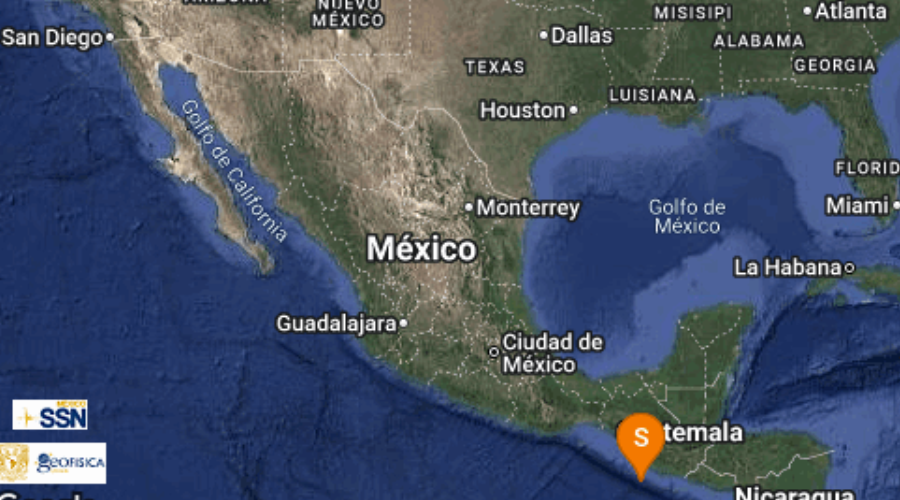 El Servicio Sismológico Nacional reporta sismo en Chiapas.